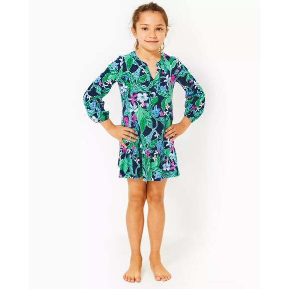 Lilly Pulitzer Girls Mini Alyssa Cotton Dress Multi Untamed S 4-5 Years 278537